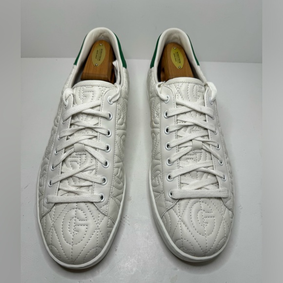 Gucci Ace G Rhombus White/Green Shoes Size 10G - Picture 3 of 7